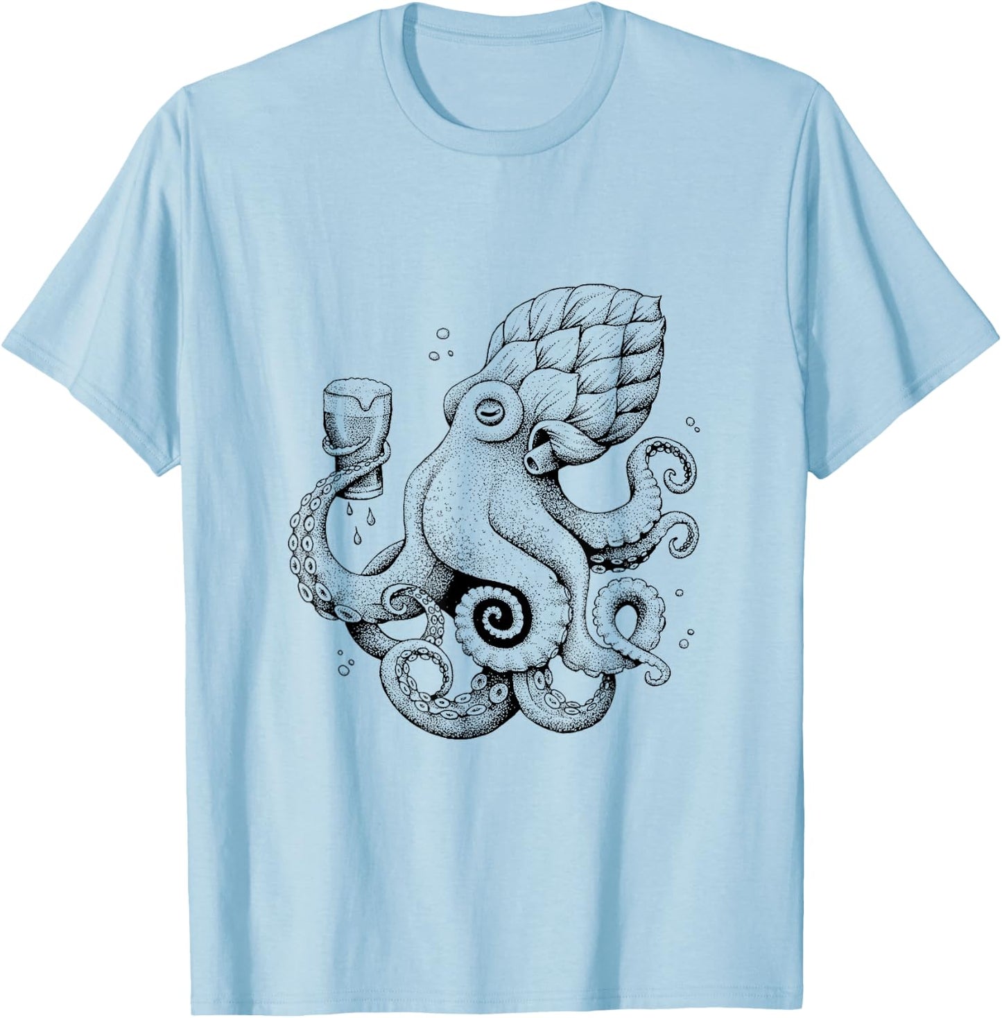 Hoptopus - The Beer Drinking Octopus Classic T-Shirt - T-Shirt | Light Blue