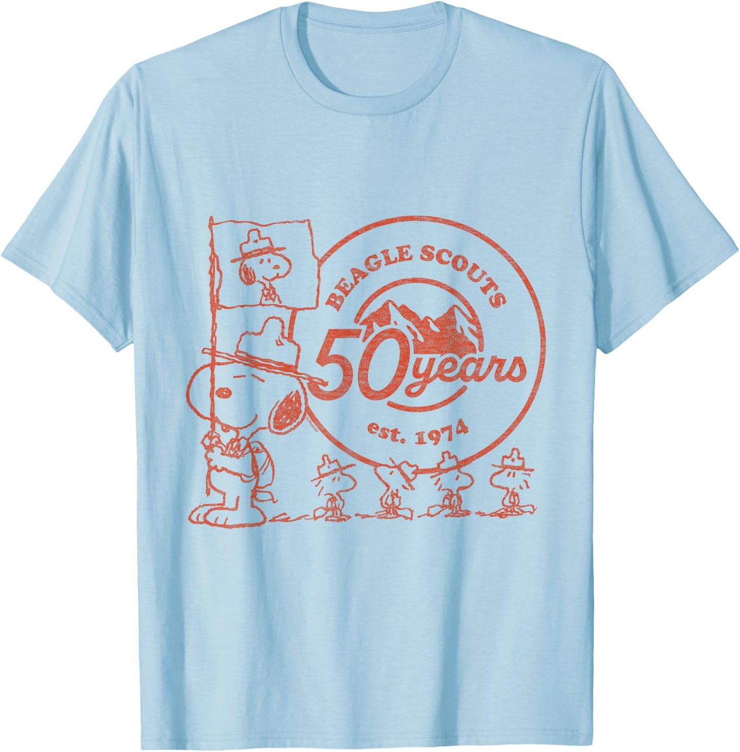 Peanuts Snoopy Flag Logo T-Shirt - T-Shirt | Light Blue