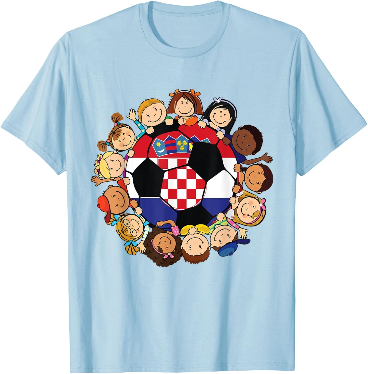 Croatia Soccer Ball Kids Toddler Girls Around Croatian Flag T-Shirt - T-Shirt | Light Blue