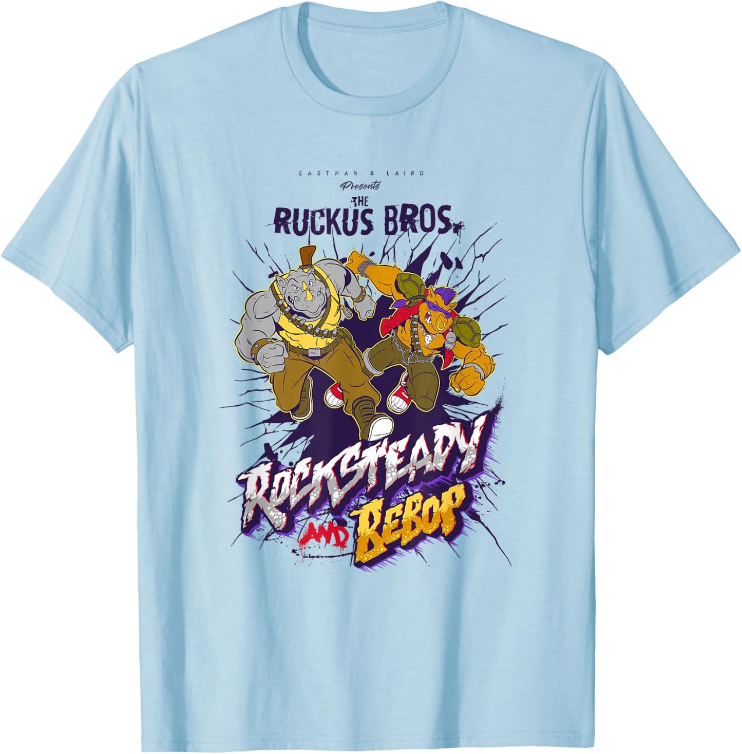 Teenage Mutant Ninja Turtles Bebop & Rocksteady Retro T-Shirt - T-Shirt | Light Blue