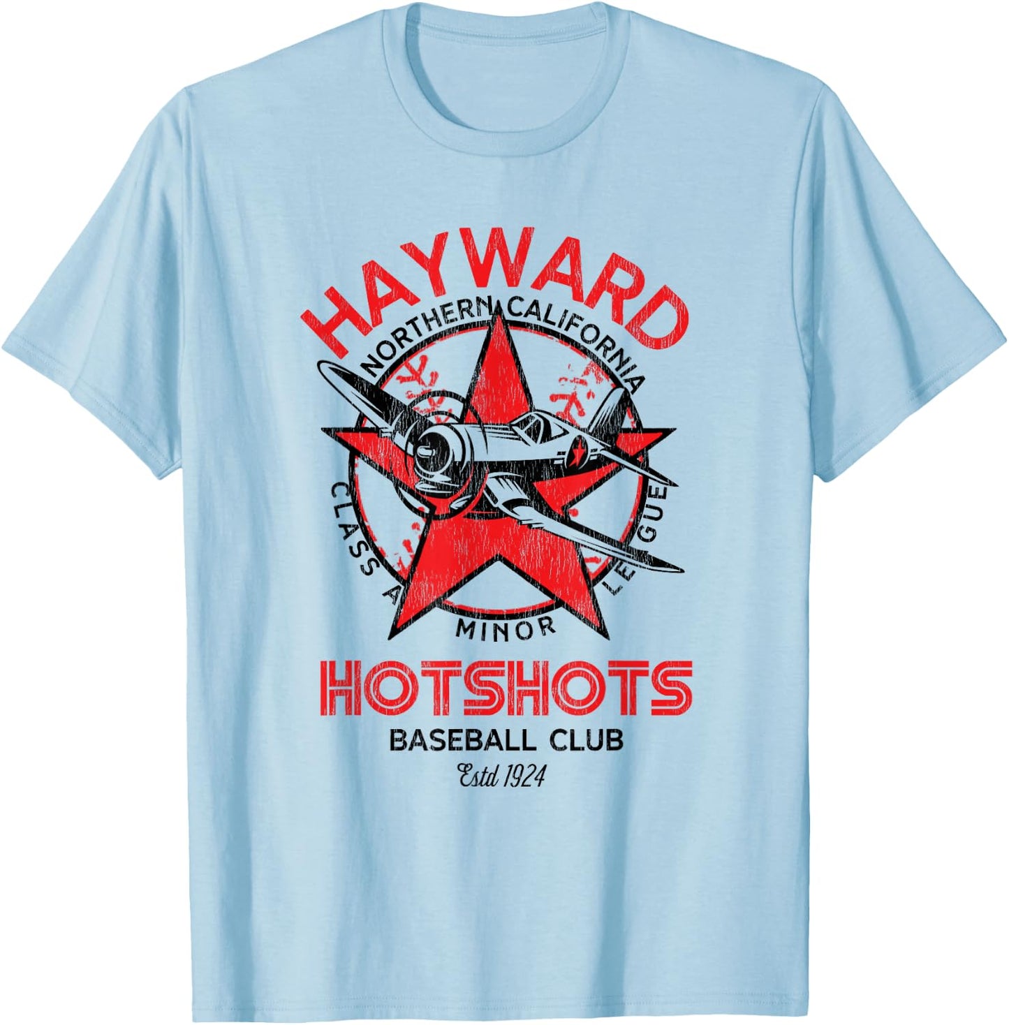 Hayward Hotshots Minor League Retro Baseball Team T-Shirt - T-Shirt | Light Blue