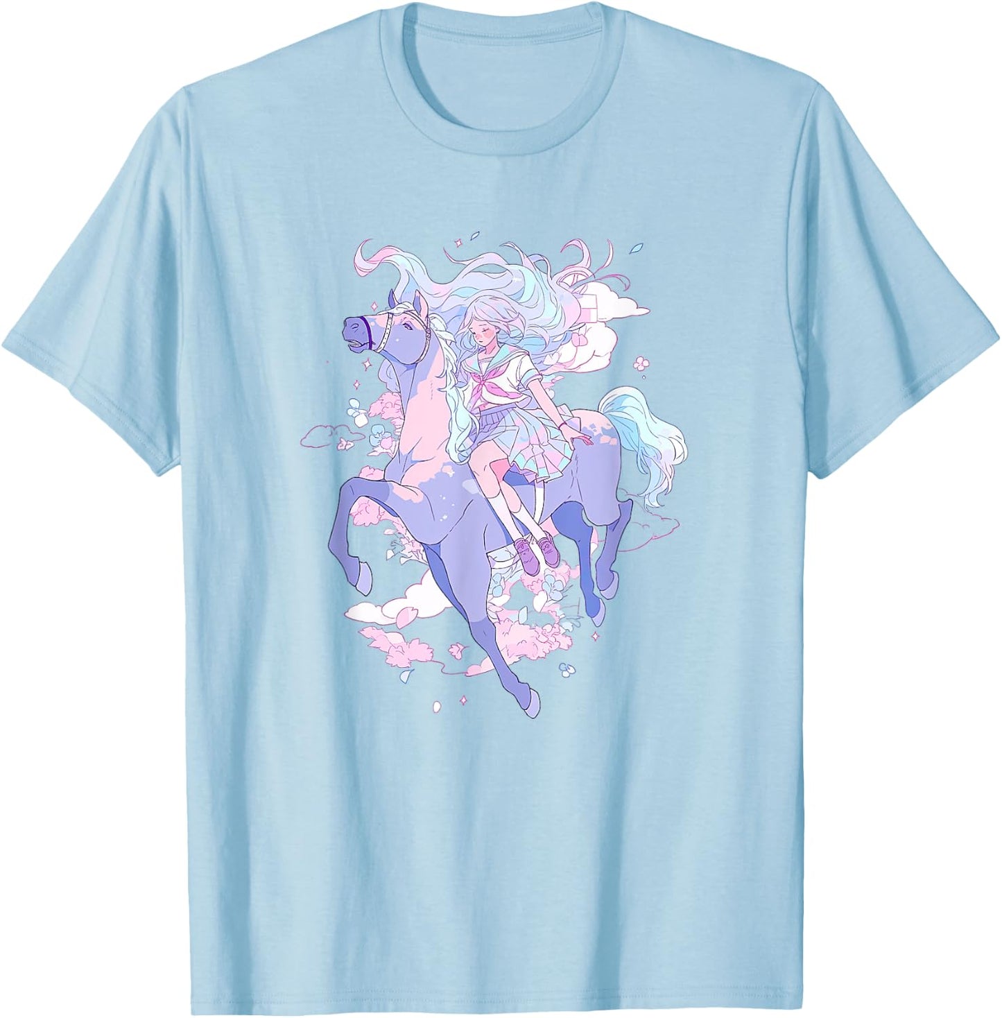 Horse Girl funny Pastel japan Anime Aesthetic japanese T-Shirt - T-Shirt | Light Blue