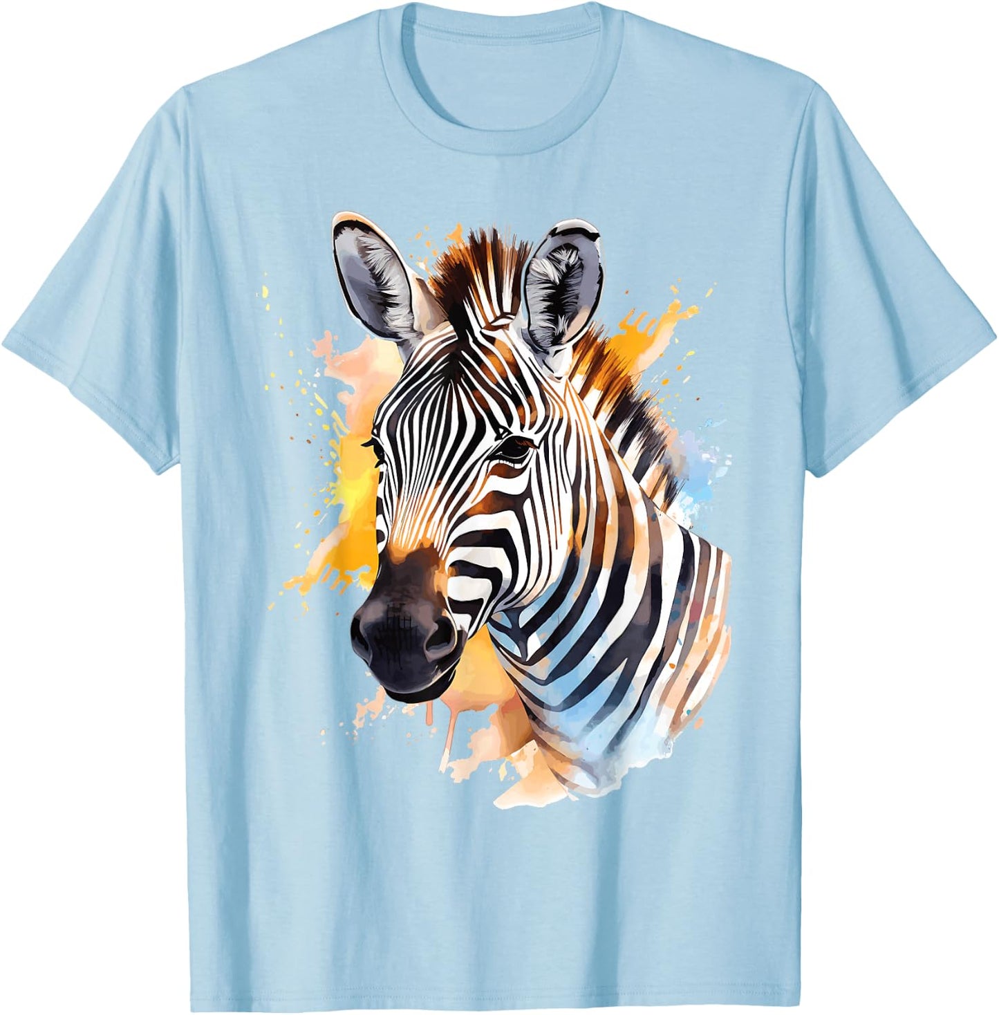 Cute Zebra Watercolor Art T-Shirt - T-Shirt | Light Blue