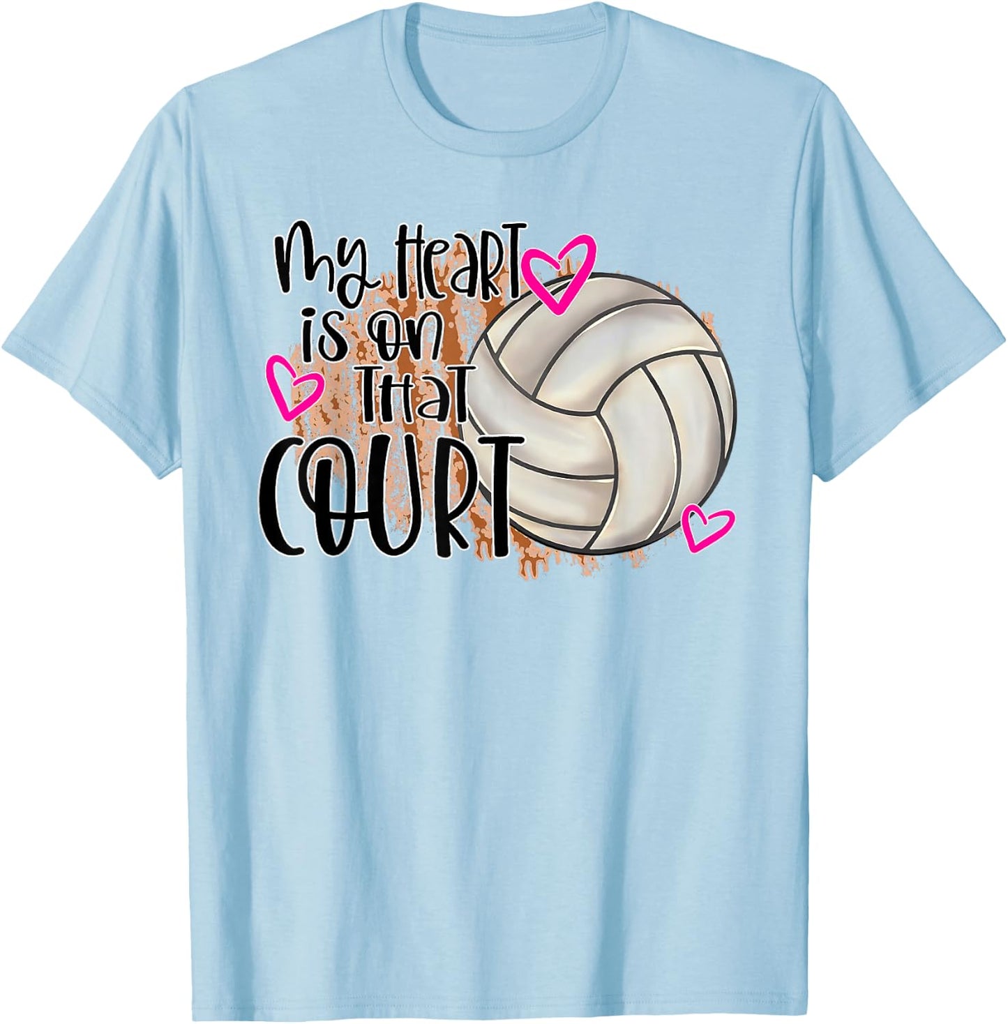 My Heart is On That Court Cute Volleyball Mom Game Day Volle T-Shirt - T-Shirt | Light Blue
