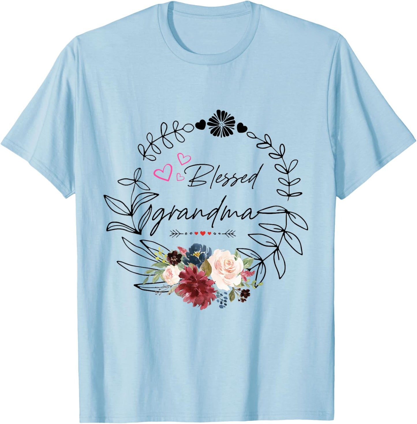 Blessed grandma Floral est 2022 funny floral mother's day T-Shirt - T-Shirt | Light Blue
