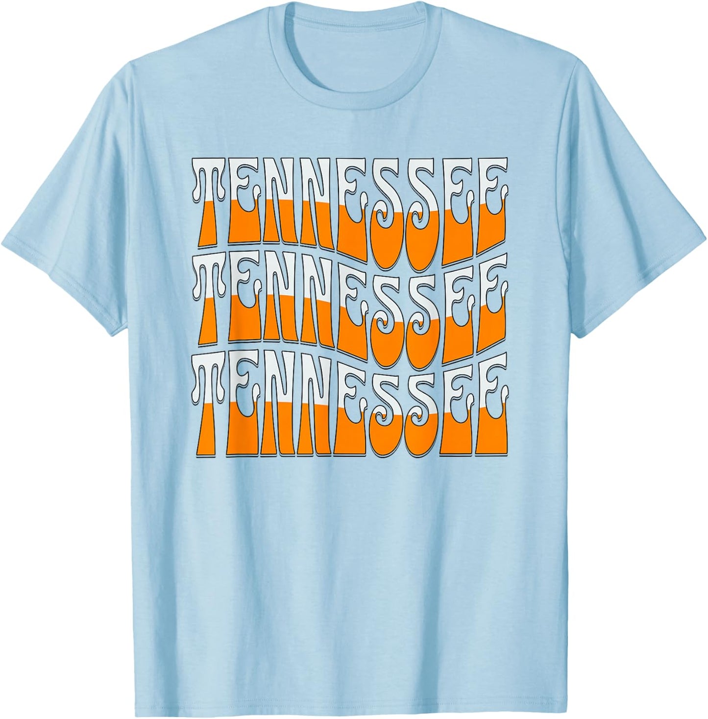 Retro Wavy Tennessee Men's Tennessee Women's Orange T-Shirt - T-Shirt | Light Blue