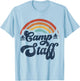 Summer Camp Counselor Staff Groovy Rainbow Camp Counselor T-Shirt - T-Shirt | Light Blue