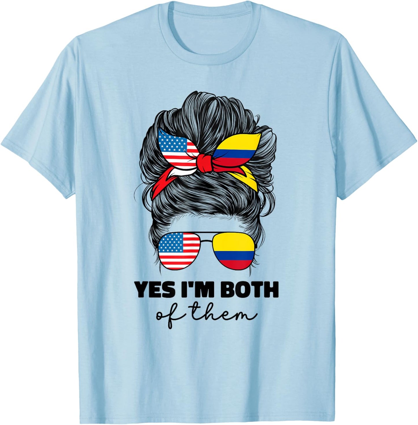 Half Colombian Half American Usa America Colombia Flag Girl T-Shirt - T-Shirt | Light Blue
