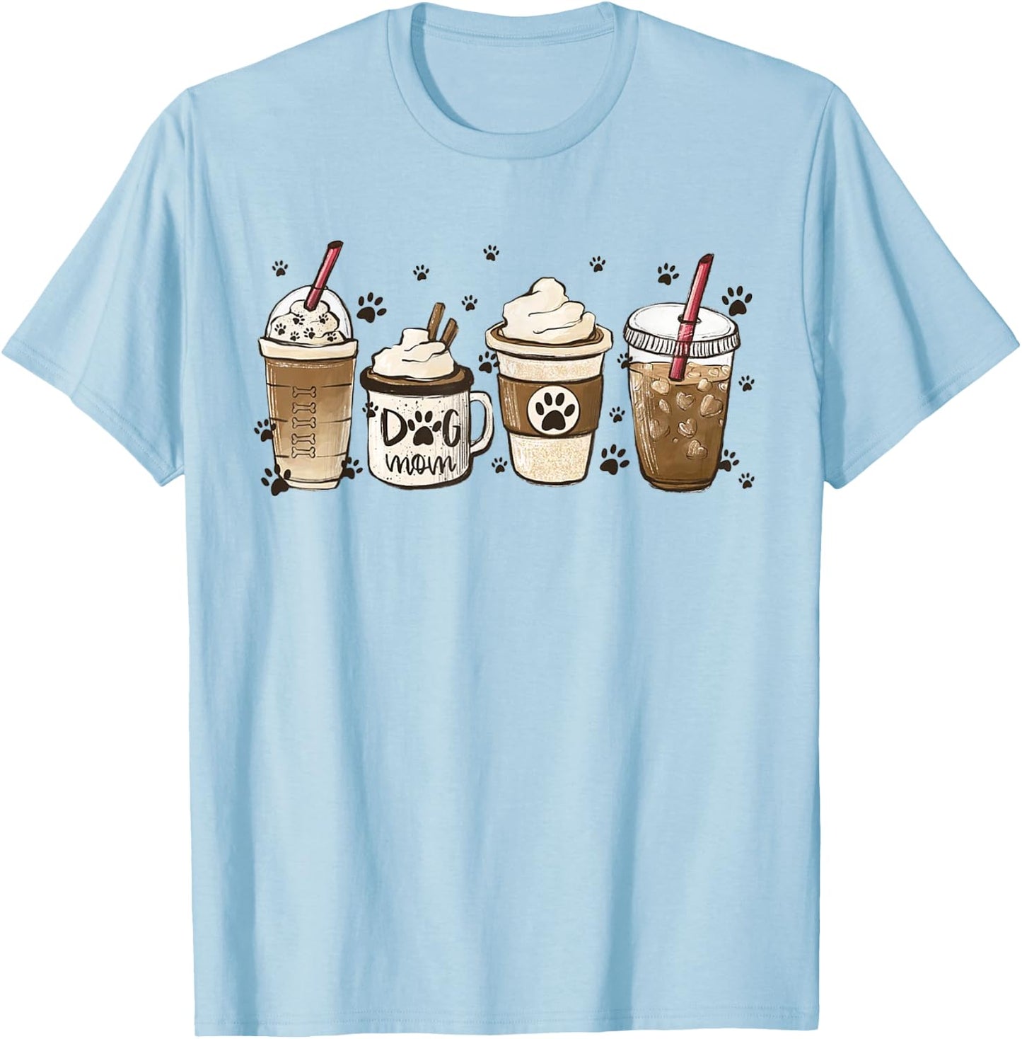Coffee And Dog Mom Mother's Day Coffee Lover Dog Lover Gift Women T-Shirt - T-Shirt | Light Blue
