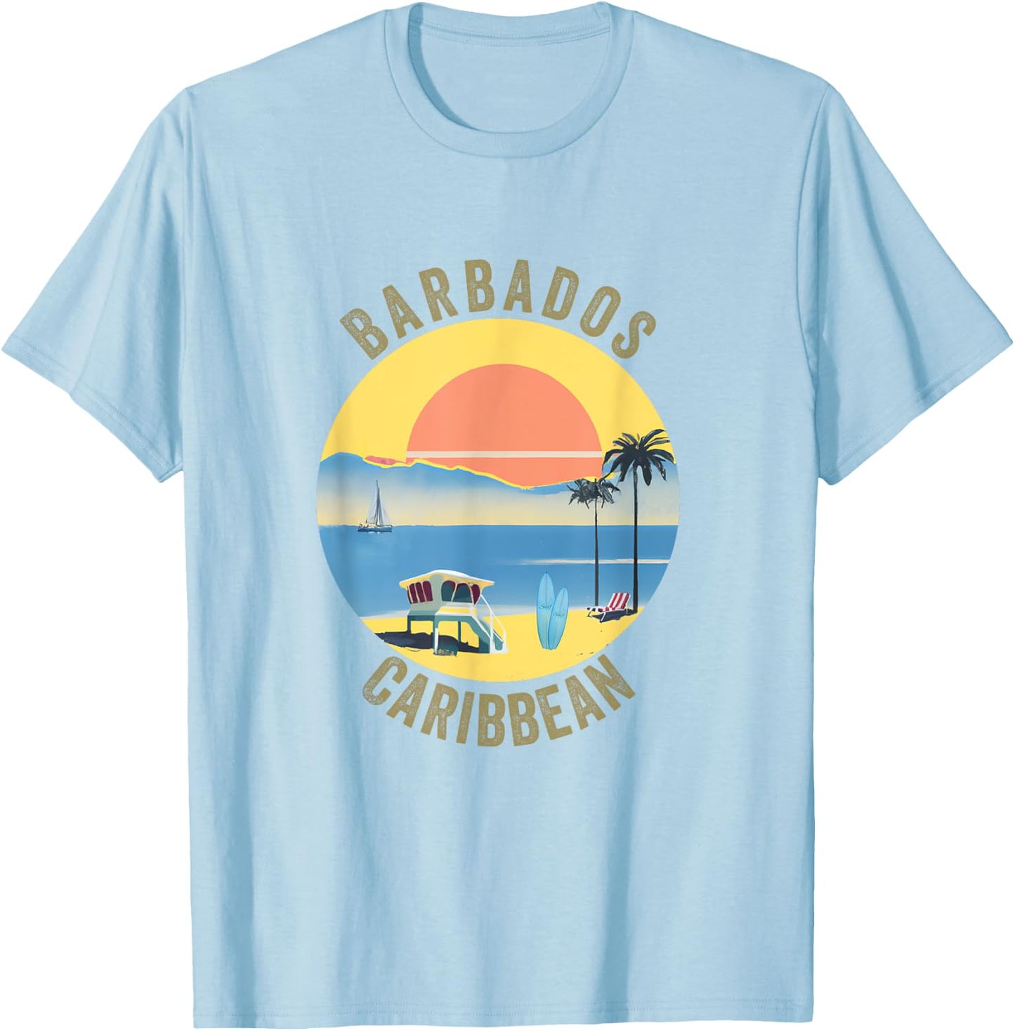 Barbados Souvenir Apparel - Retro Vintage Barbados T-Shirt - T-Shirt | Light Blue