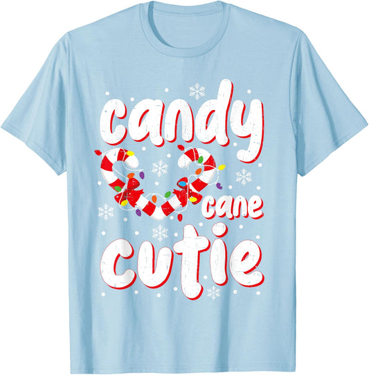 Christmas Candy Cane Cutie Santa Xmas Kids Toddler Women Men T-Shirt - T-Shirt | Light Blue
