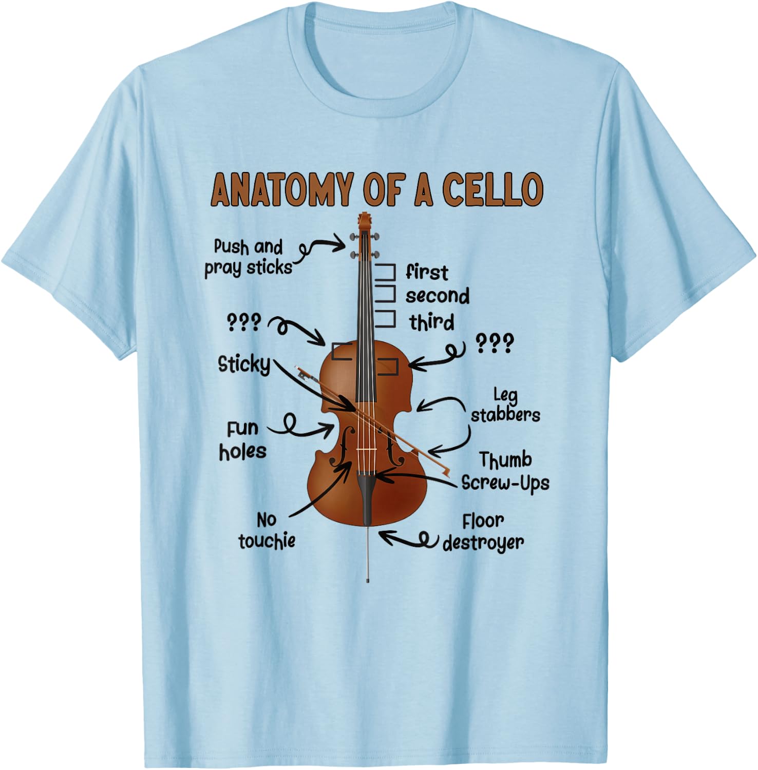 Anatomy Of A Cello Cellist Cello Lover Cello Player T-Shirt - T-Shirt | Light Blue