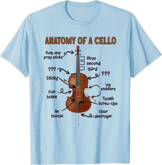 Anatomy Of A Cello Cellist Cello Lover Cello Player T-Shirt - T-Shirt | Light Blue