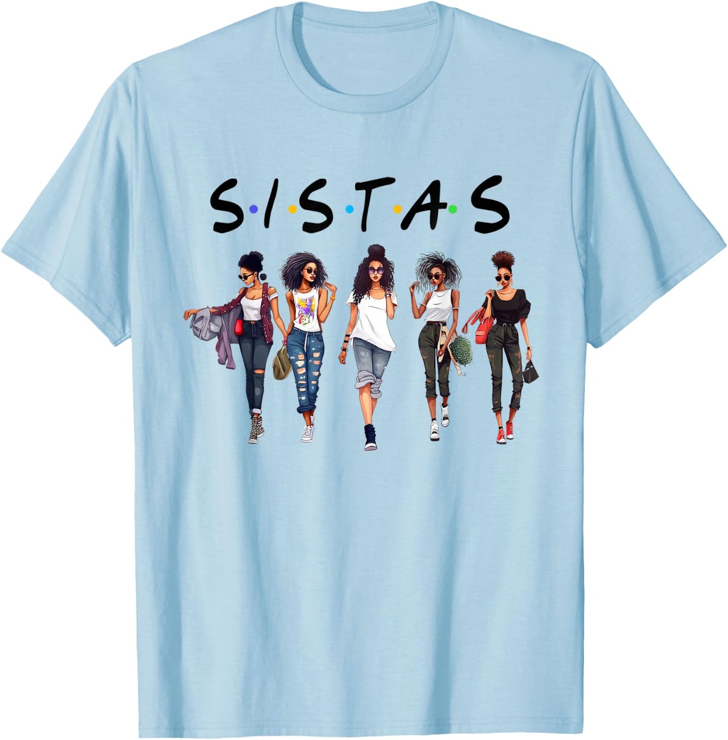 Black Melanin Queen Curly Natural Afro Girl African American T-Shirt - T-Shirt | Light Blue