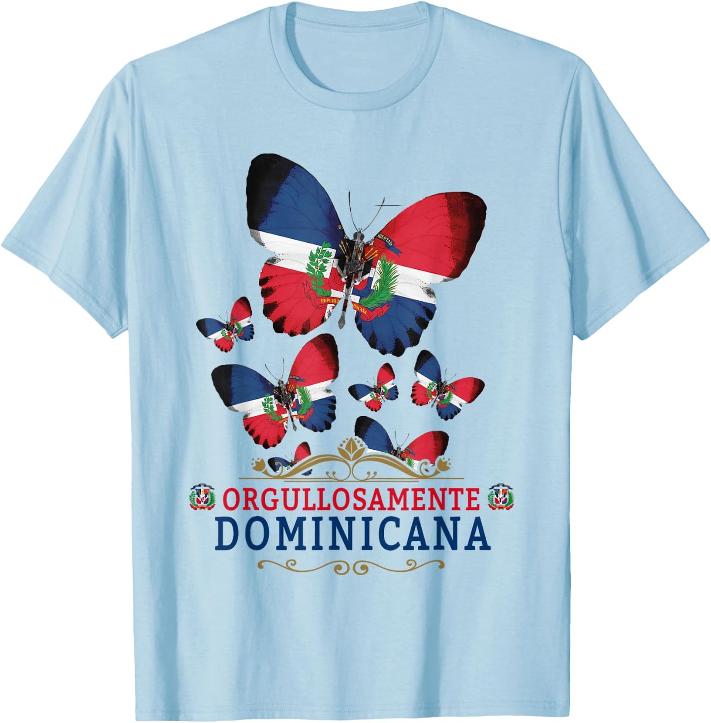 Republica Dominicana Butterfly & Dominican Flag T-Shirt - T-Shirt | Light Blue
