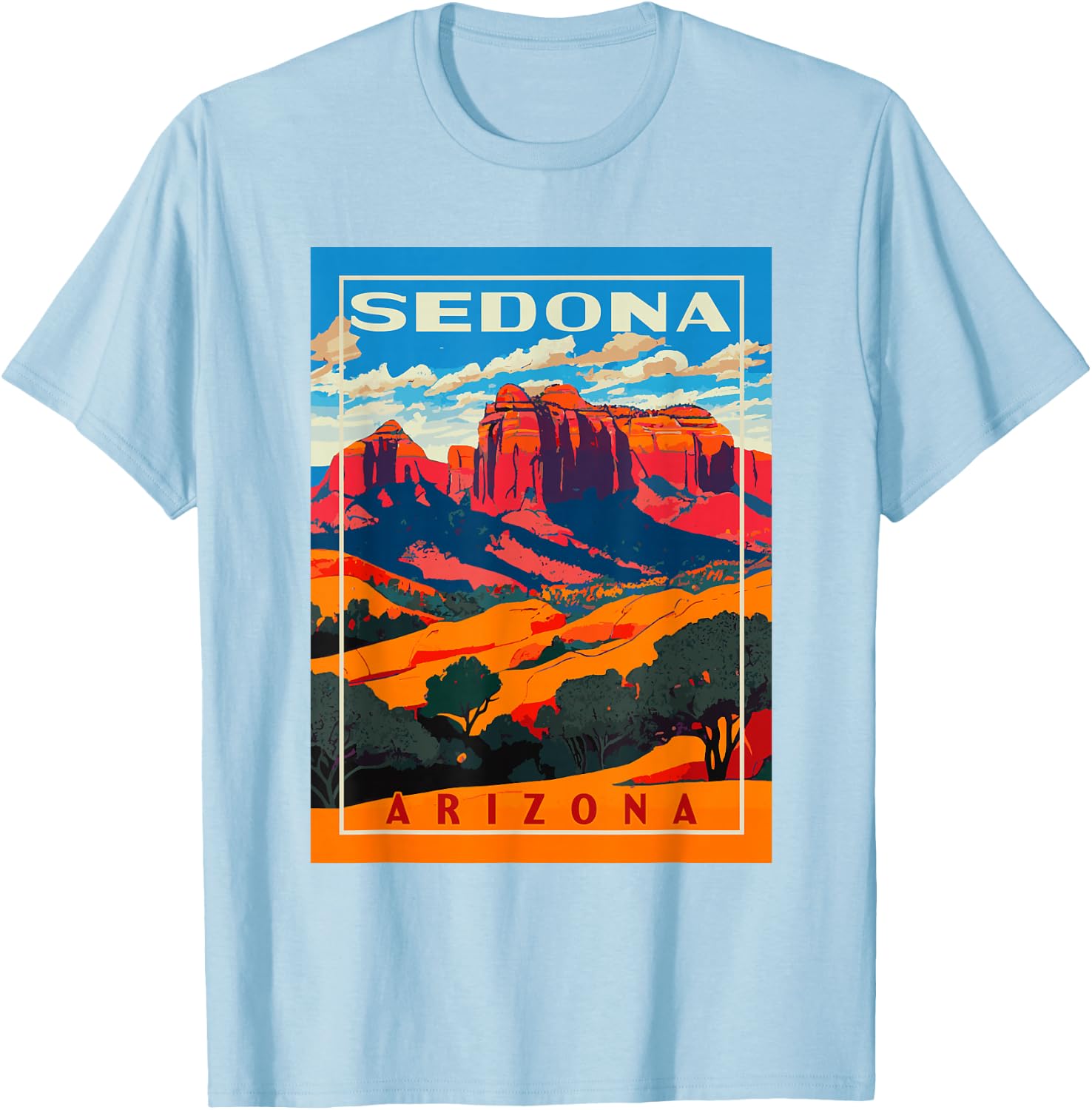 Sedona Arizona Vintage WPA National Park Poster Style Retro T-Shirt - T-Shirt | Light Blue