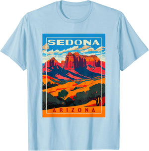 Sedona Arizona Vintage WPA National Park Poster Style Retro T-Shirt - T-Shirt | Light Blue