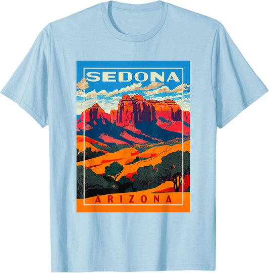 Sedona Arizona Vintage WPA National Park Poster Style Retro T-Shirt - T-Shirt | Light Blue