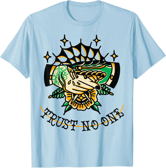 Trust No One Alternative Traditional Tattoo Flash Edgy Snake T-Shirt - T-Shirt | Light Blue