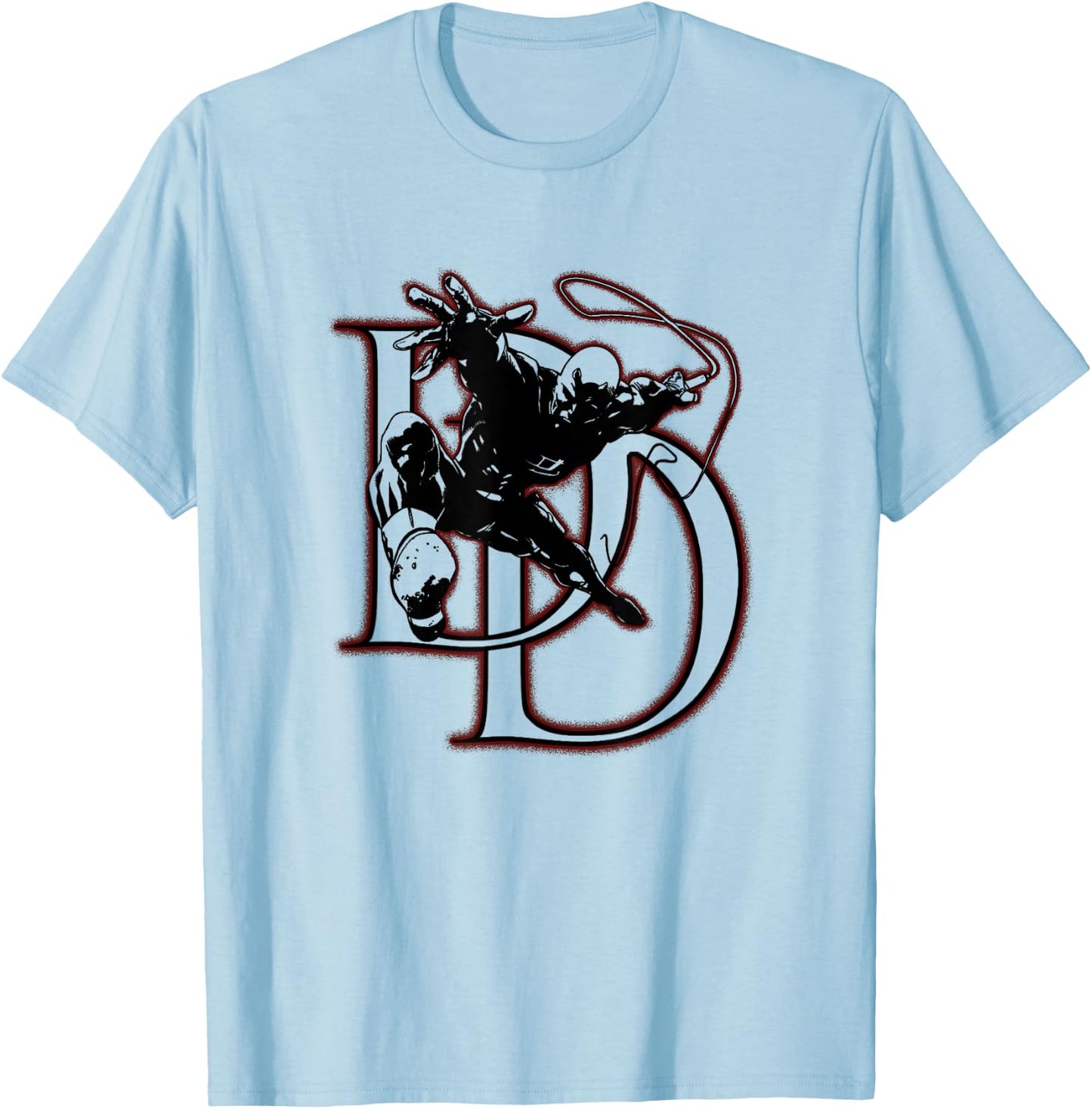 Marvel Comics Retro Classic Daredevil DD Silhouette T-Shirt - T-Shirt | Light Blue