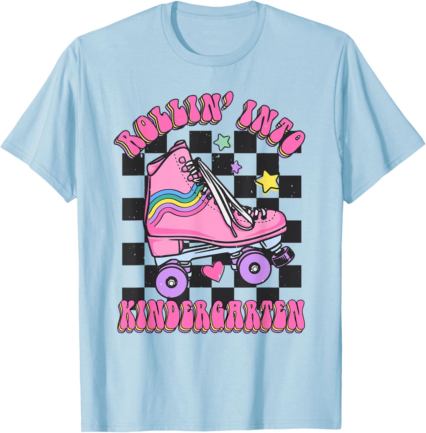 Kids Back To School Skating Rollin Into Kindergarten T-Shirt - T-Shirt | Light Blue