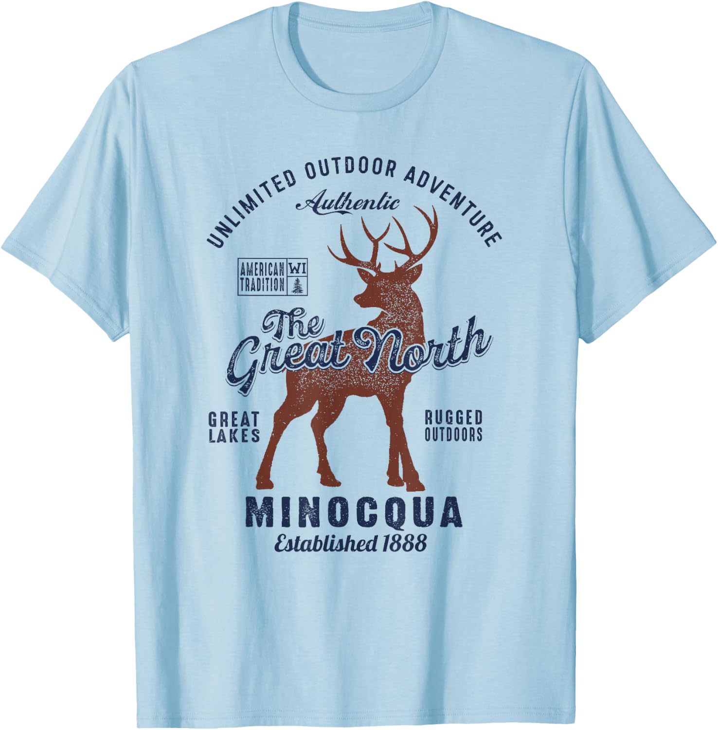 Minocqua Bulk - The Great North WI Minocqua T-Shirt - T-Shirt | Light Blue
