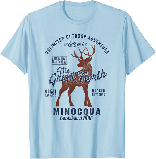 Minocqua Bulk - The Great North WI Minocqua T-Shirt - T-Shirt | Light Blue