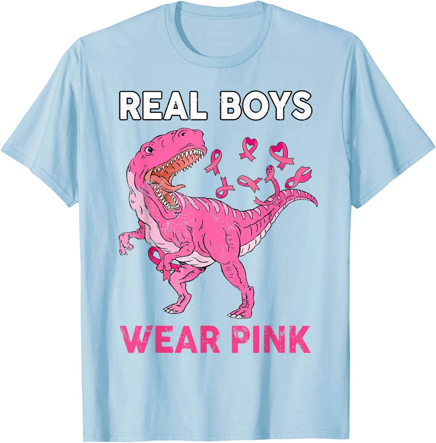 Breast Cancer Awareness Real Boy Wear Pink Kids Youth Childs T-Shirt - T-Shirt | Light Blue