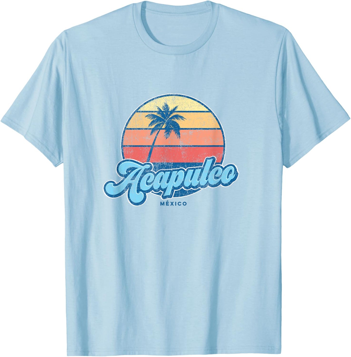 Vintage Acapulco Mexico Classic 70s Retro Surfer T-Shirt - T-Shirt | Light Blue