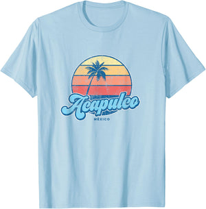 Vintage Acapulco Mexico Classic 70s Retro Surfer T-Shirt - T-Shirt | Light Blue
