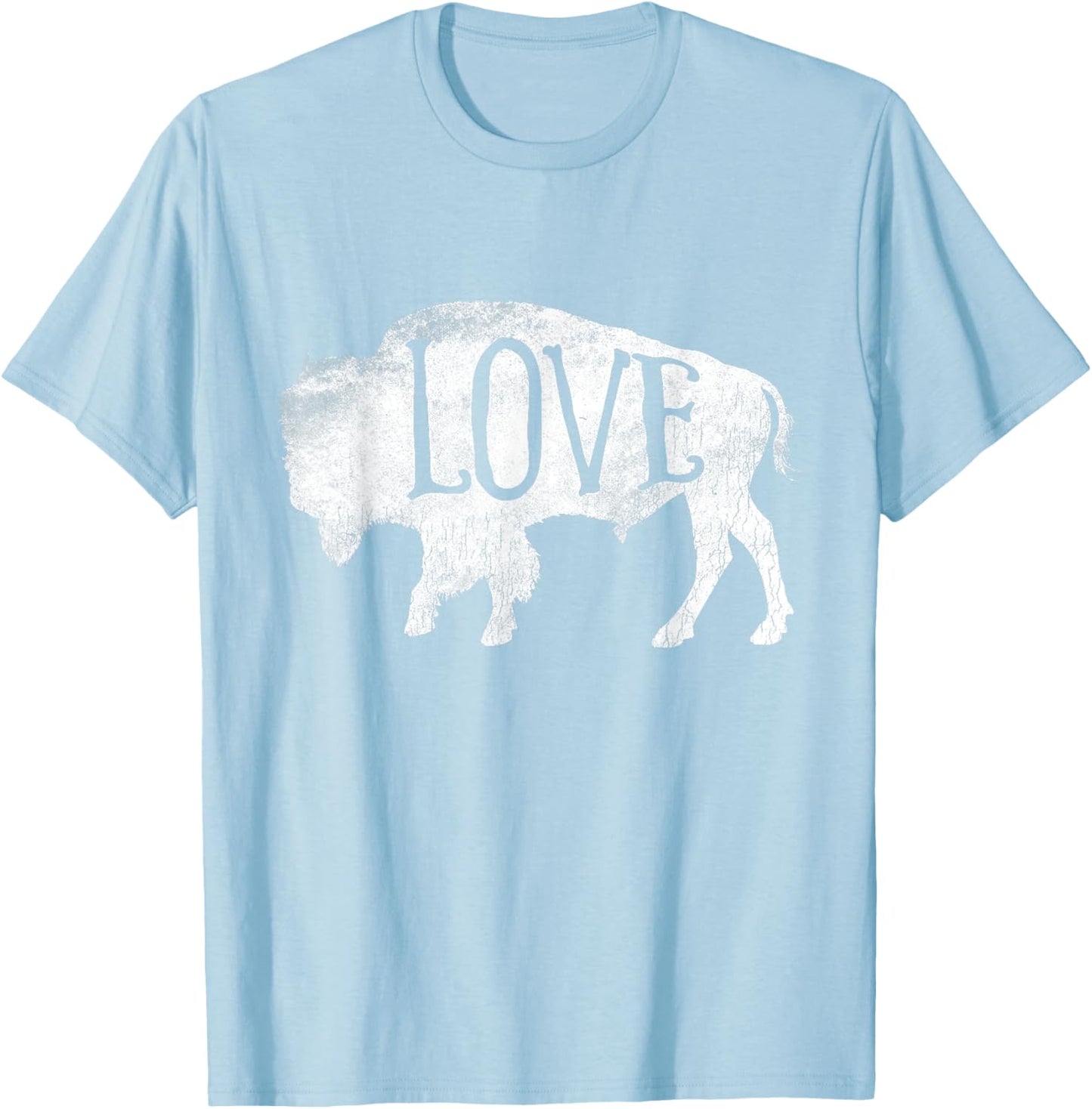 American Vintage Buffalo Silhouette Love Bison T-Shirt - T-Shirt | Light Blue