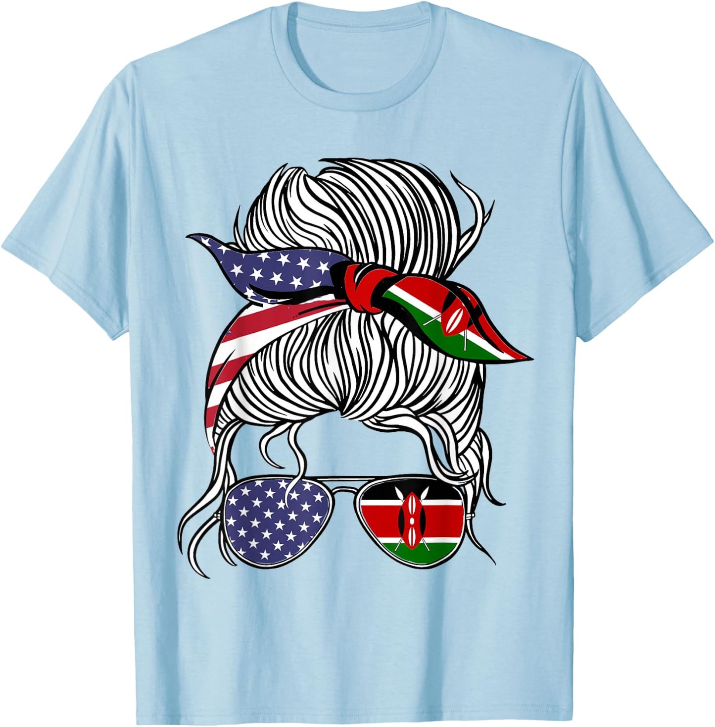 American Kenyan Patriot Flag Women Girl Kenya Grown T-Shirt - T-Shirt | Light Blue