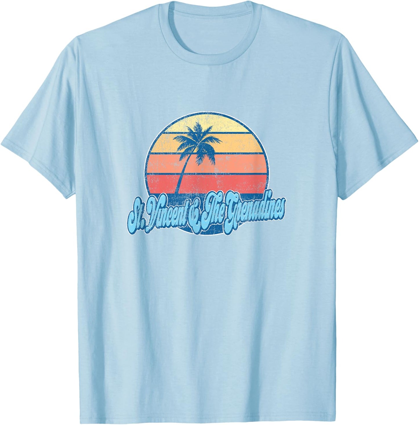 Vintage St. Vincent & The Grenadines Classic 70s Retro Surfe T-Shirt - T-Shirt | Light Blue