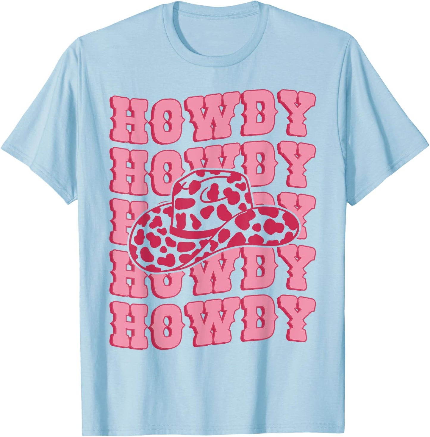 Vintage Pink Howdy Rodeo Western Country Southern Cowgirl T-Shirt - T-Shirt | Light Blue