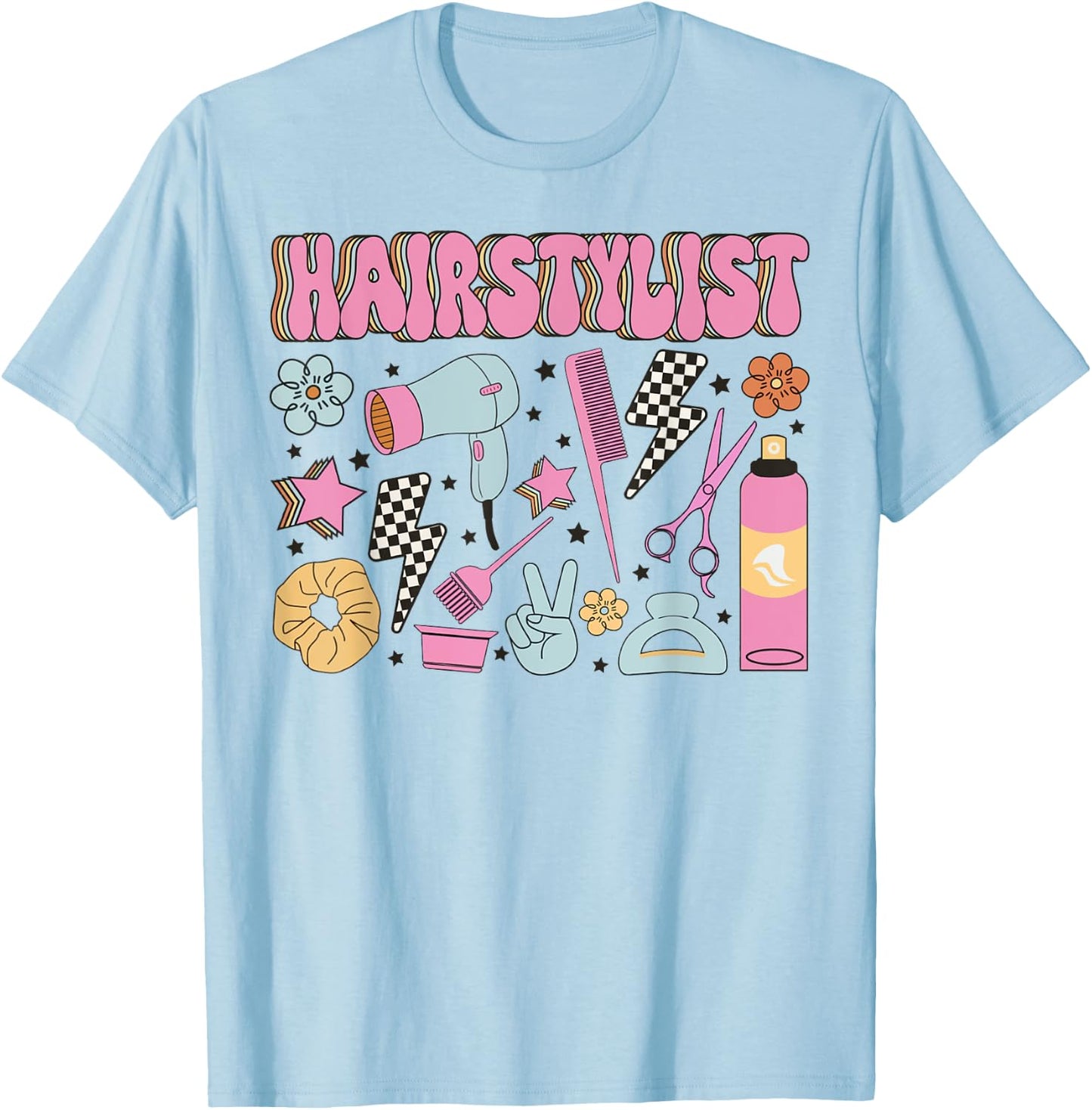 Retro Cosmetology Hairdresser Hair Dresser Hairstylist Tools T-Shirt - T-Shirt | Light Blue