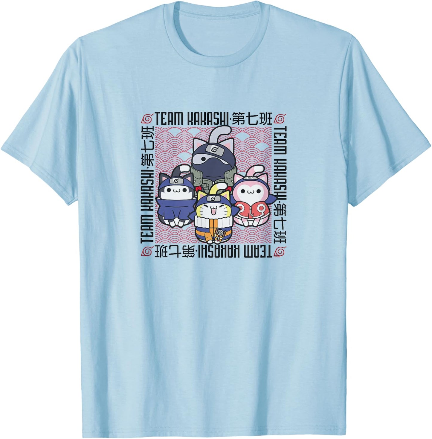 Nyaruto Team Kakashi Naruto Sasuke Sakura Group Shot T-Shirt - T-Shirt | Light Blue