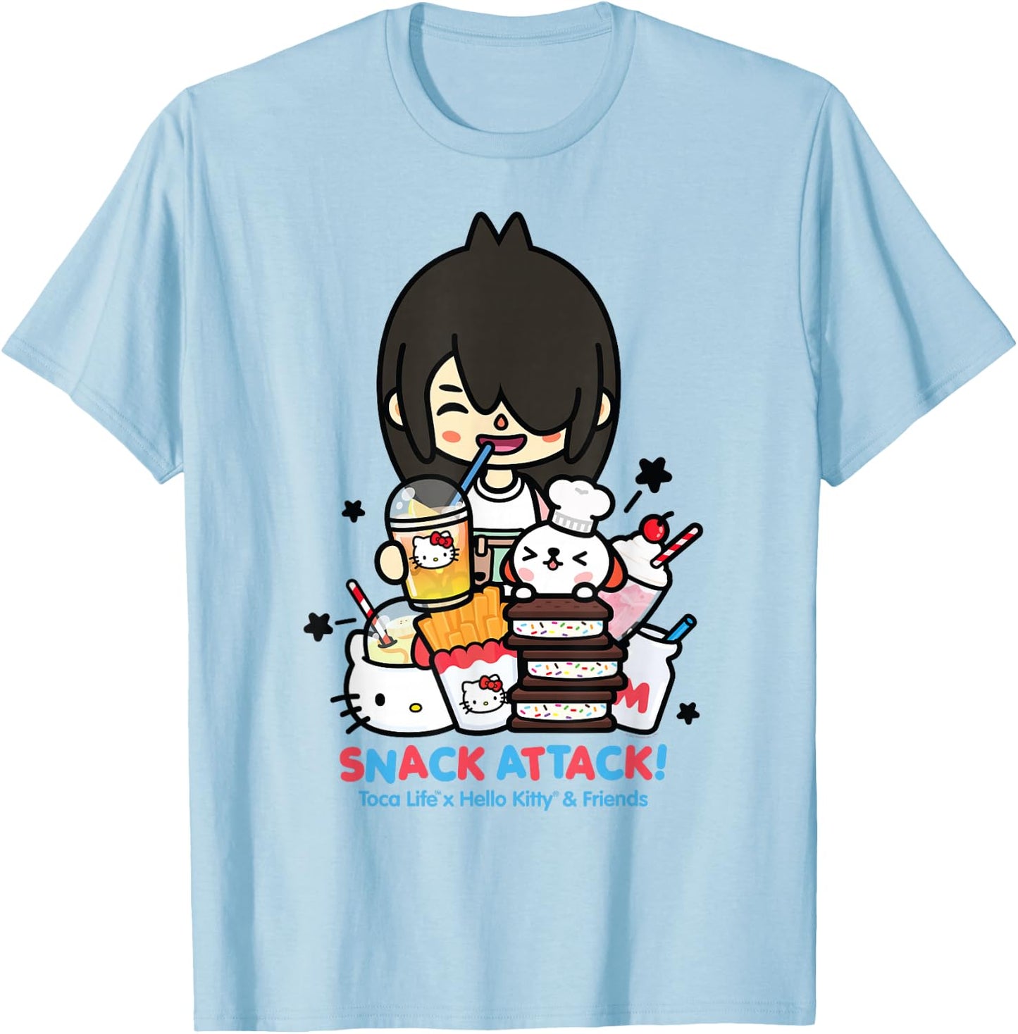 Toca Life x Hello Kitty & Friends Snack Attack! T-Shirt - T-Shirt | Light Blue