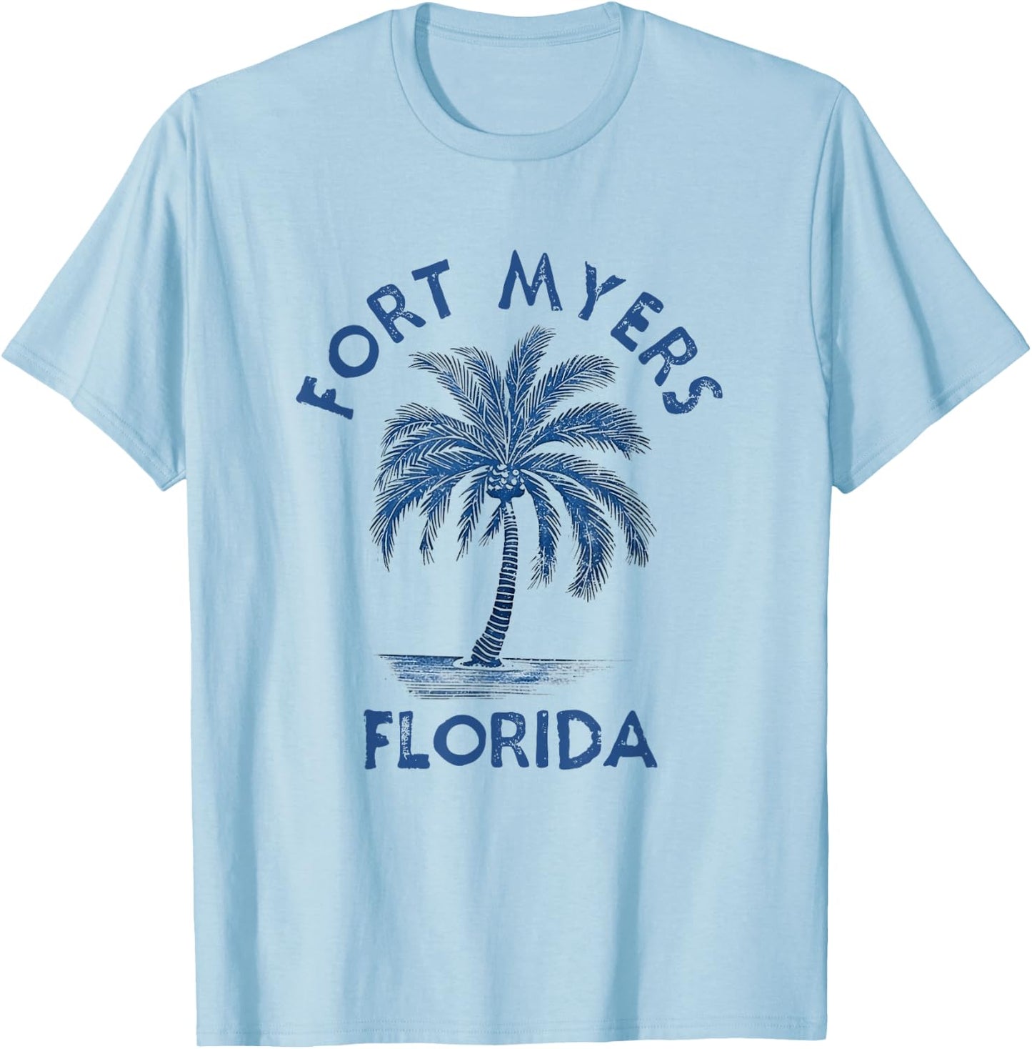 Vintage Fort Myers Florida Palm Tree FL Retro T-Shirt - T-Shirt | Light Blue