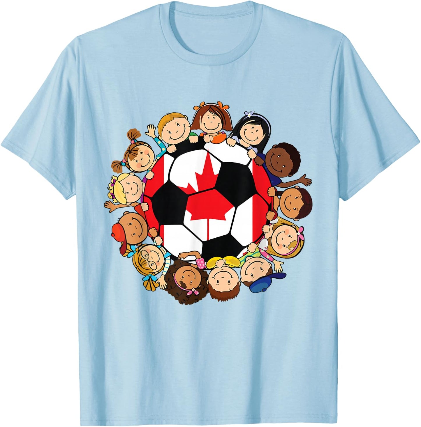 Canada Soccer Ball Kids Toddler Girls Around Canadian Flag T-Shirt - T-Shirt | Light Blue