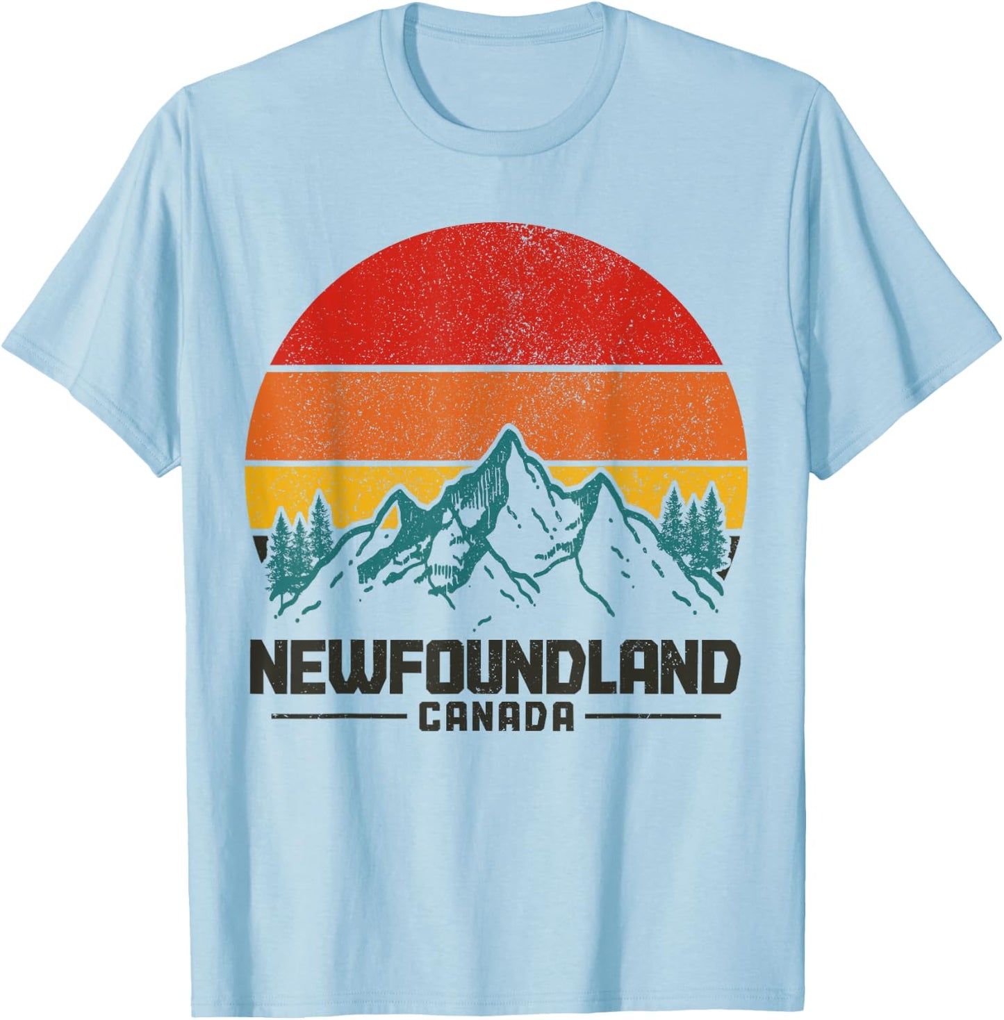 Newfoundland Canada Vintage Mountains Hiking Nature Canadian T-Shirt - T-Shirt | Light Blue