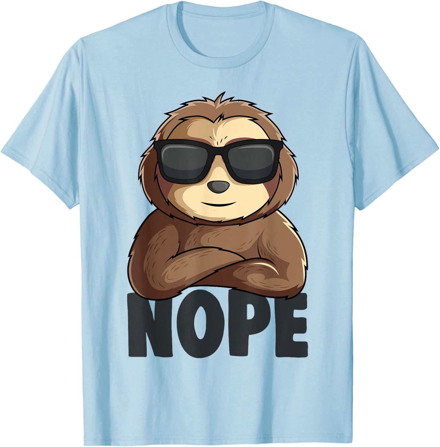 Nope Sloth Women Kids Girls Boys Youth T-Shirt - T-Shirt | Light Blue