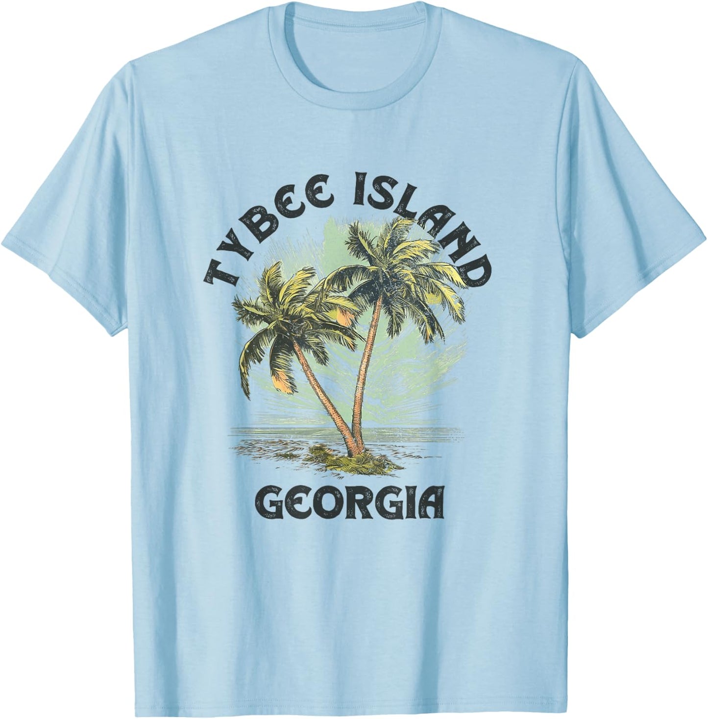 Tybee Island Georgia Palms Vintage Beach Women T-Shirt - T-Shirt | Light Blue
