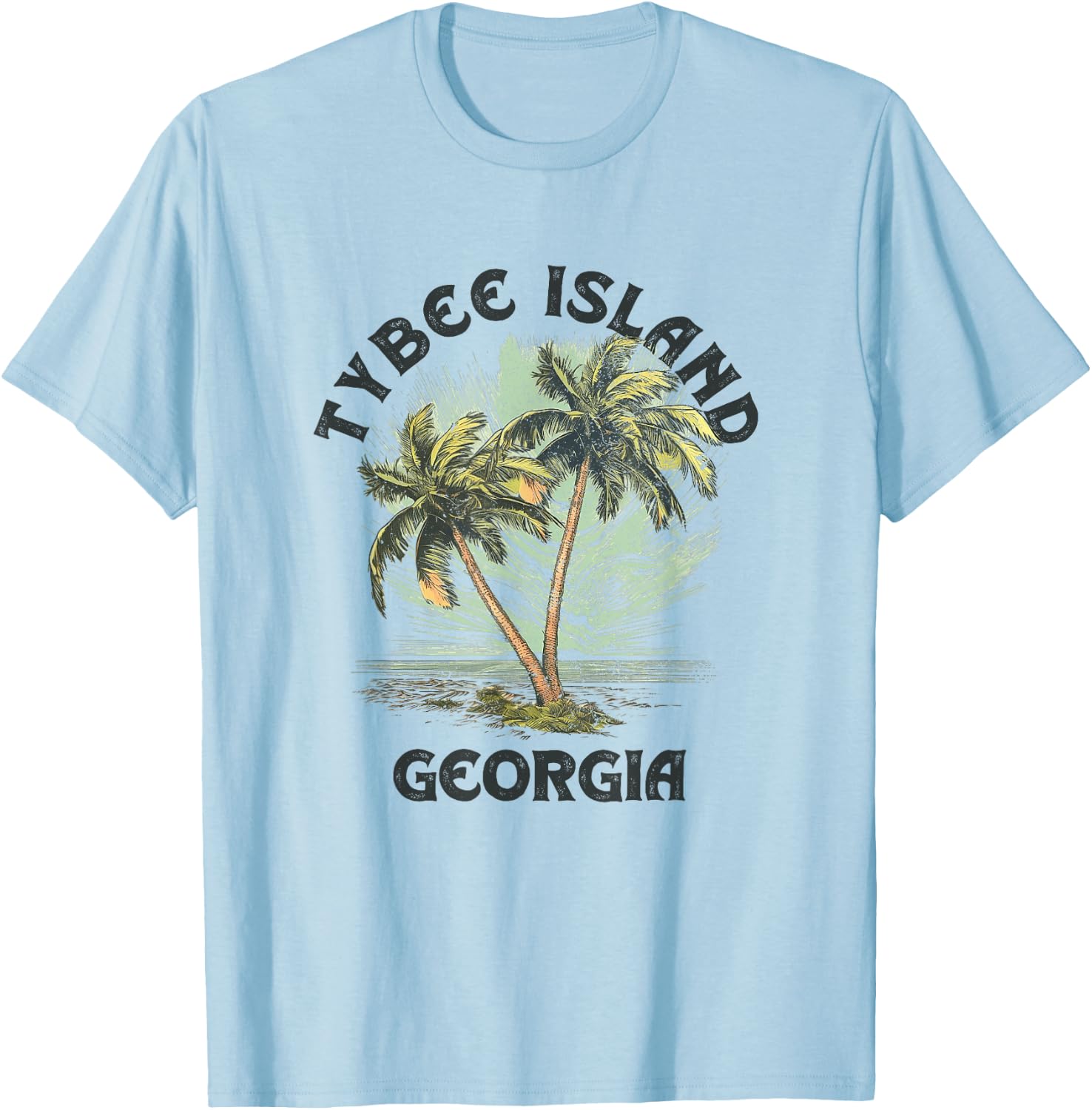 Tybee Island Georgia Palms Vintage Beach Women T-Shirt - T-Shirt | Light Blue