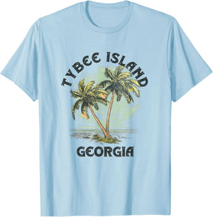 Tybee Island Georgia Palms Vintage Beach Women T-Shirt - T-Shirt | Light Blue