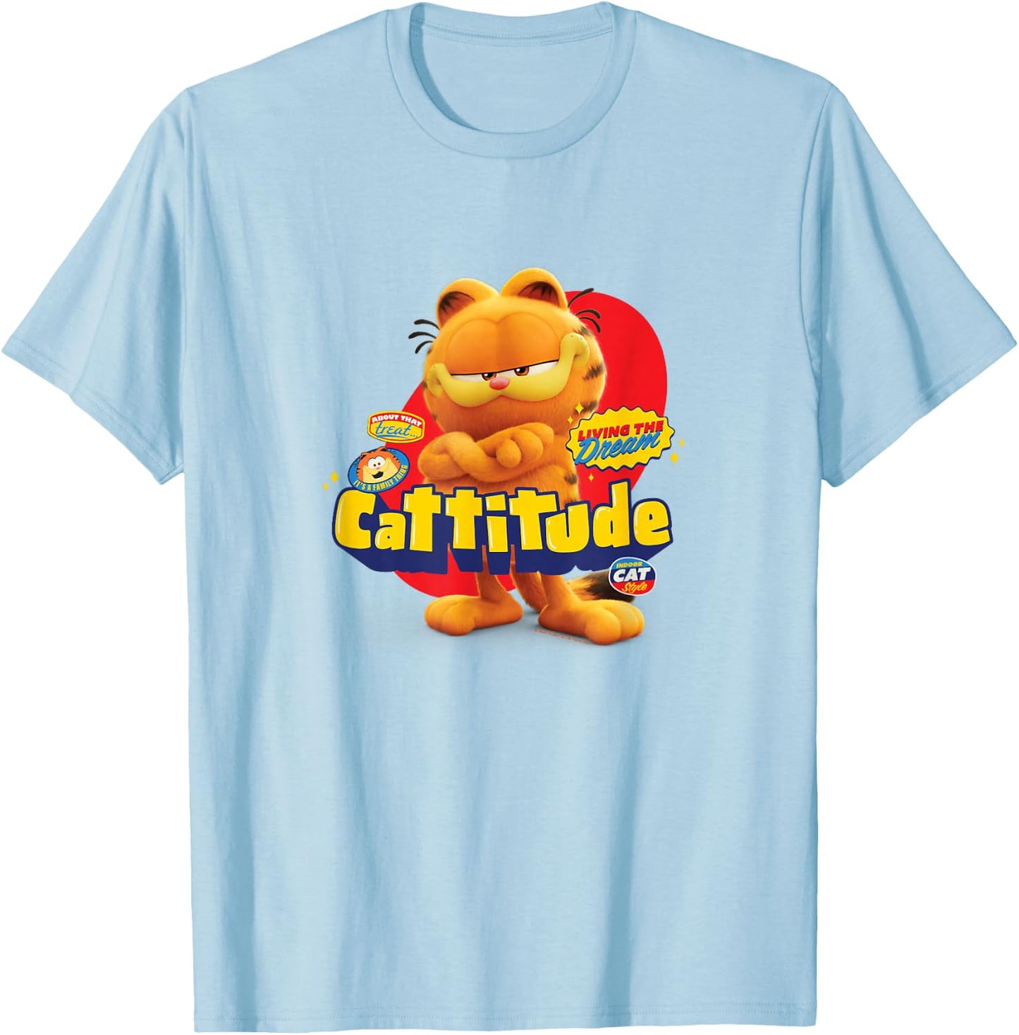 The Garfield Movie Cattitude Sassy Garfield Portrait T-Shirt - T-Shirt | Light Blue