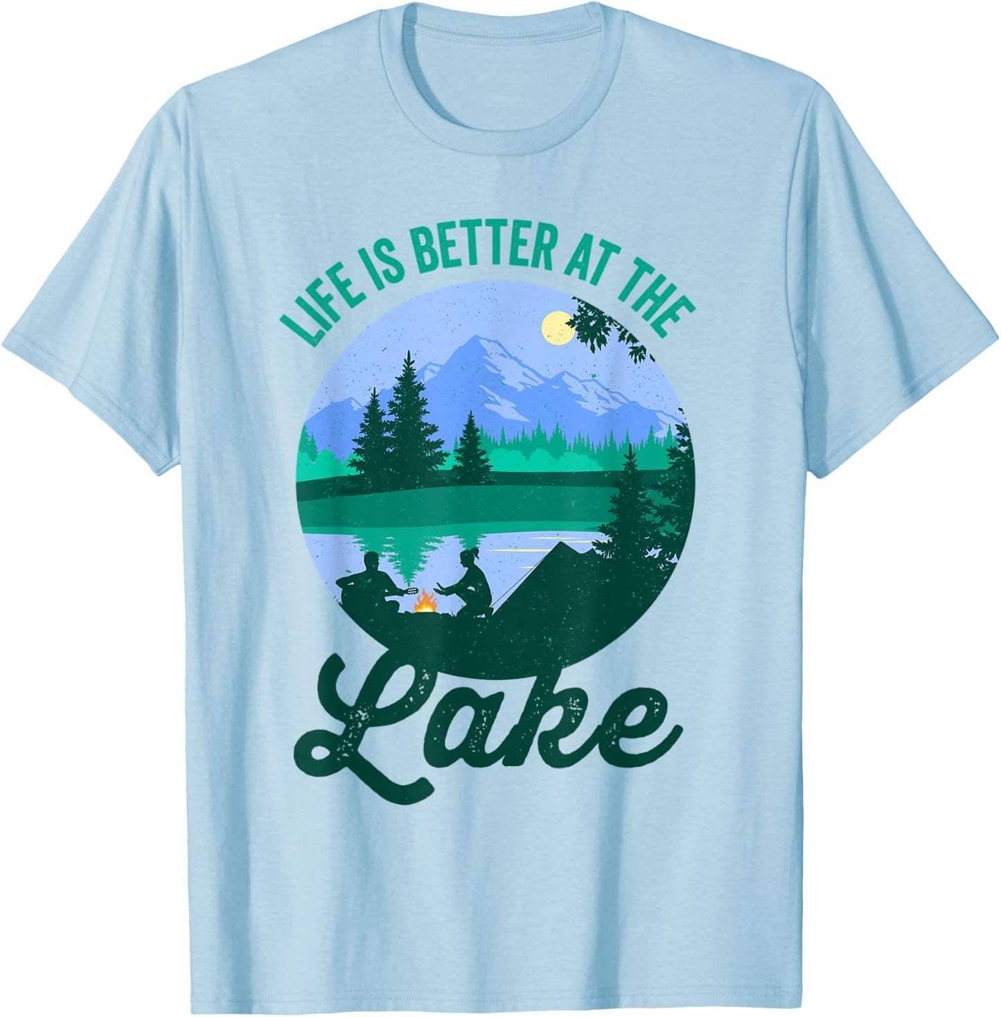 Camping Shirt Summer Vacation Life is better at the lake Men Women Kids T-Shirt - T-Shirt | Light Blue
