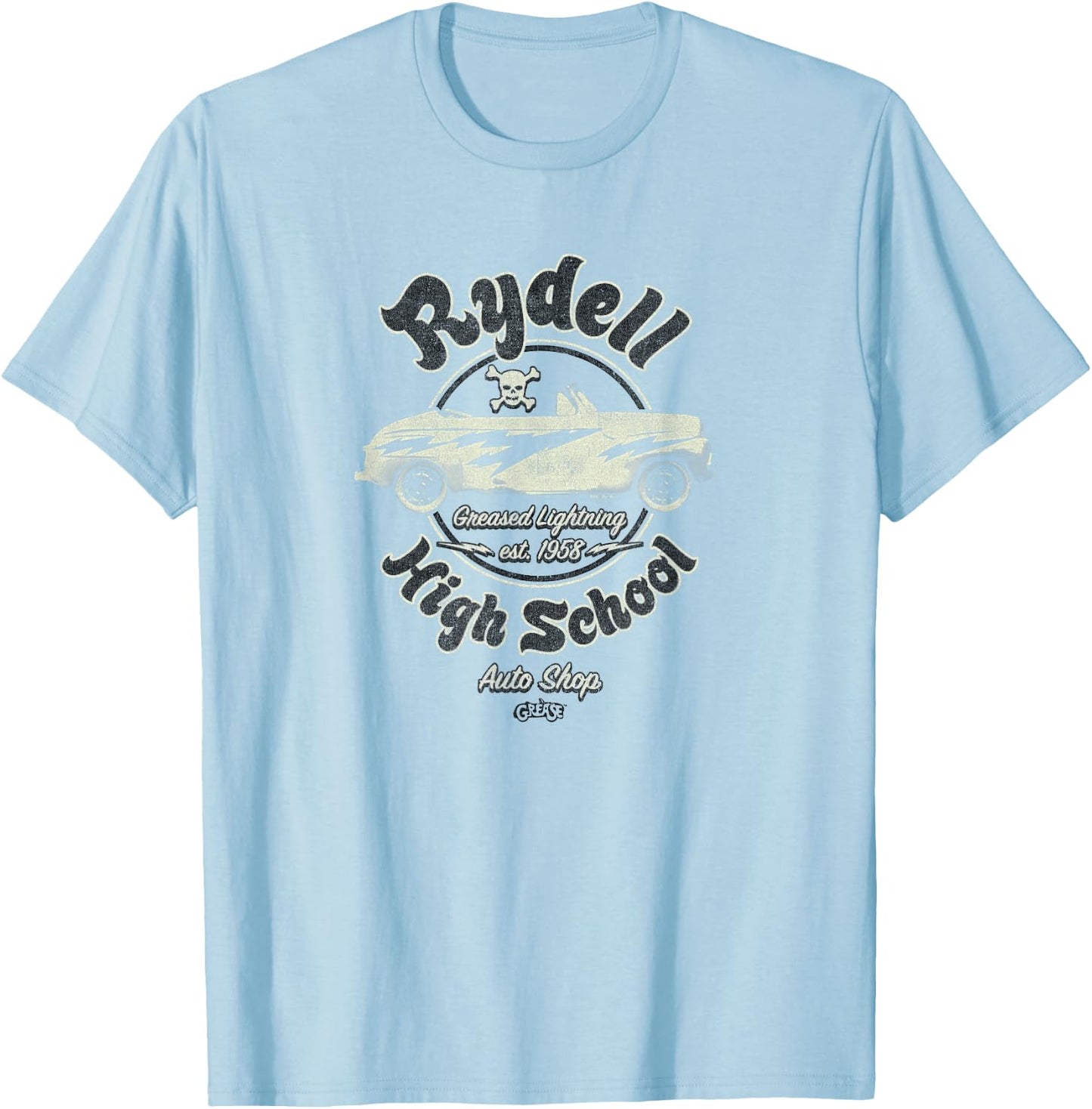 Grease - Rydell High School Auto Shop Greased Lightning T-Shirt - T-Shirt | Light Blue