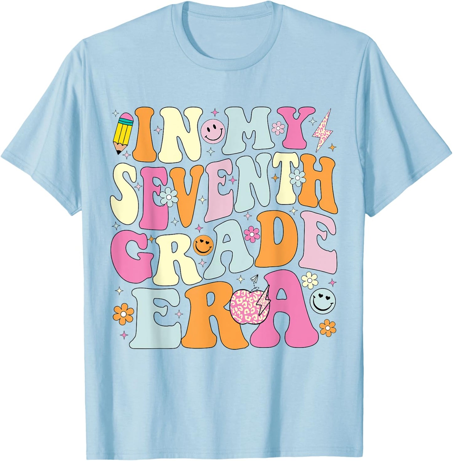 In My Seventh Grade Era 7th Grade Era Teacher Back to School Women Girls Kids T-Shirt - T-Shirt | Light Blue