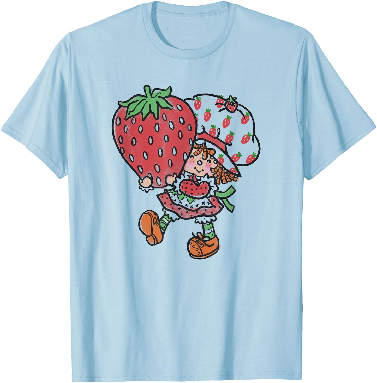 Strawberry Shortcake Mighty Cute Vintage Strawberry Sketch T-Shirt - T-Shirt | Light Blue
