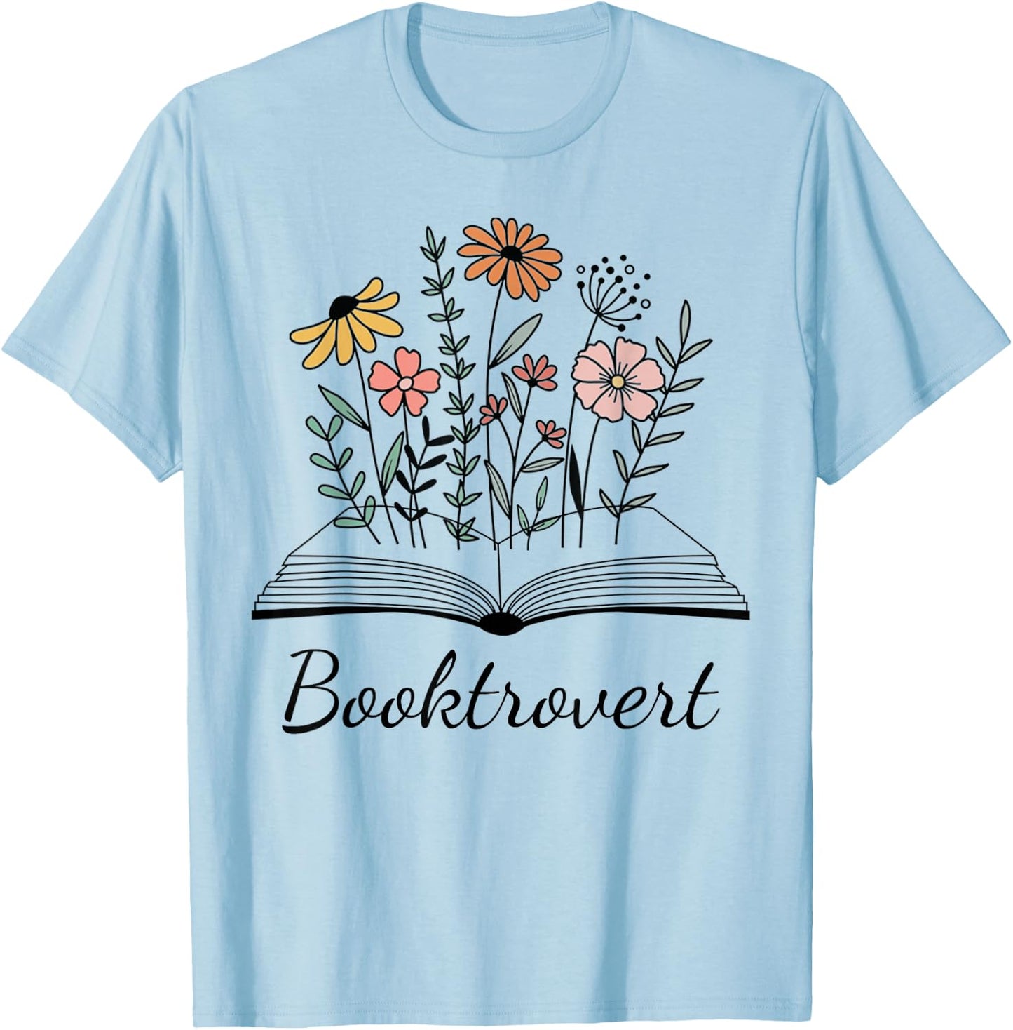 Booktrovert Gift Book Lovers Readers Librarians Bookworm T-Shirt - T-Shirt | Light Blue